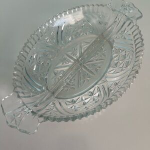 Vintage Anchor Hocking Clear Glass Divided Relish Dish